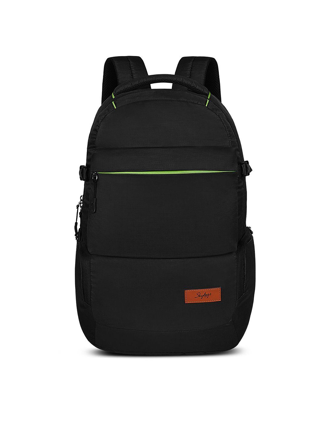skybags unisex black & fluorescent green solid backpack