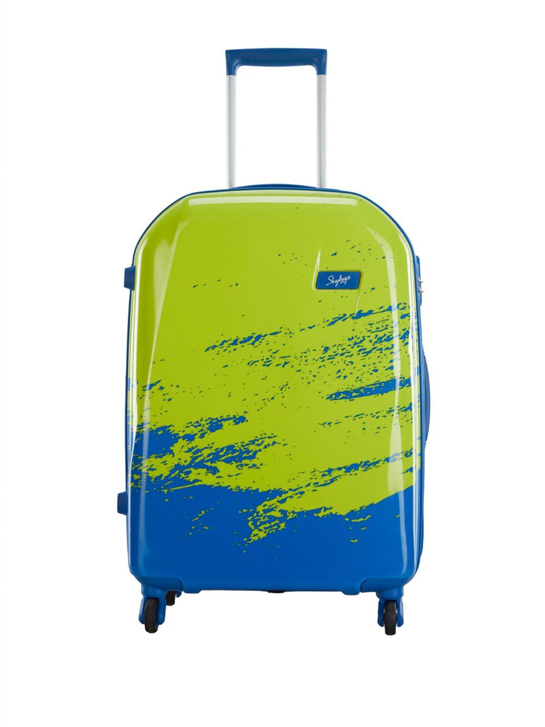 skybags yellow & blue horizon 67 360 medium trolley suitcase