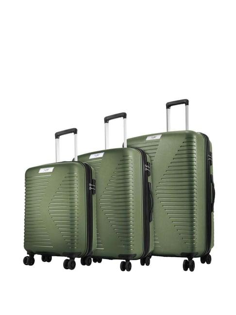 skybags beat-pro olive textured trolley bag pack of 3 - 55 cms, 66 cms & 76 cms