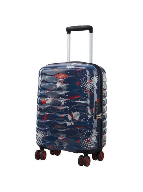 skybags camoflex blue & red printed hard cabin trolley bag - 39 cm