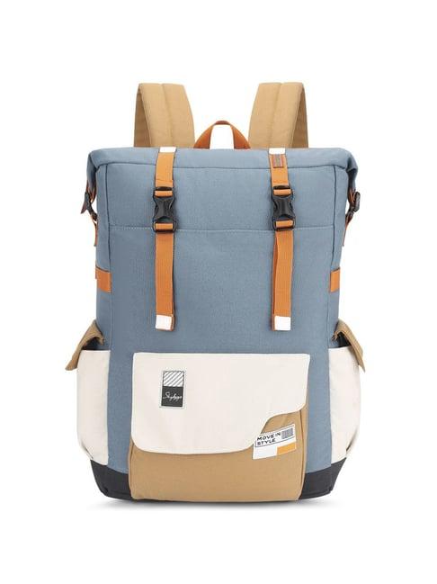 skybags canvas 01 grey polyester printed laptop backpack - 20 ltrs