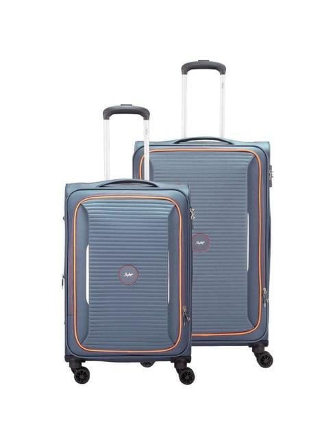 skybags chrysal light navy blue textured trolley bag pack of 2 - 66 cm & 77 cm