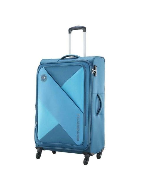 skybags converge plus sec blue color block soft large trolley bag - 47.8 cm