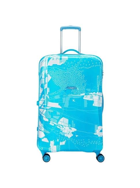 skybags globerunner blue atoll printed hard large trolley bag - 34 cm