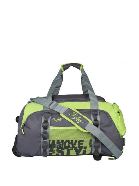 skybags hustle green & grey small duffle trolley bag