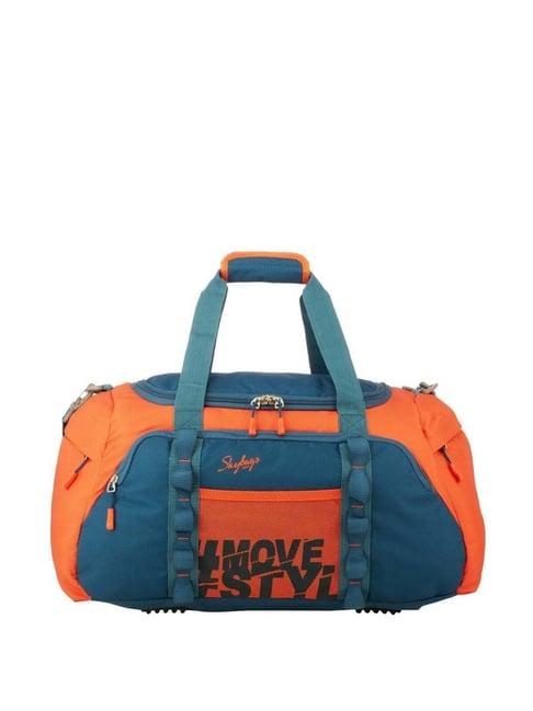 skybags hustle orange & blue small duffle bag