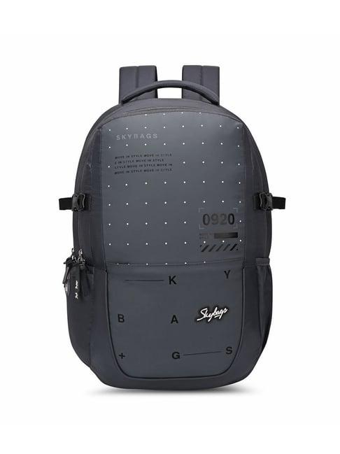 skybags nextra grey polyester printed laptop backpack - 28 ltrs