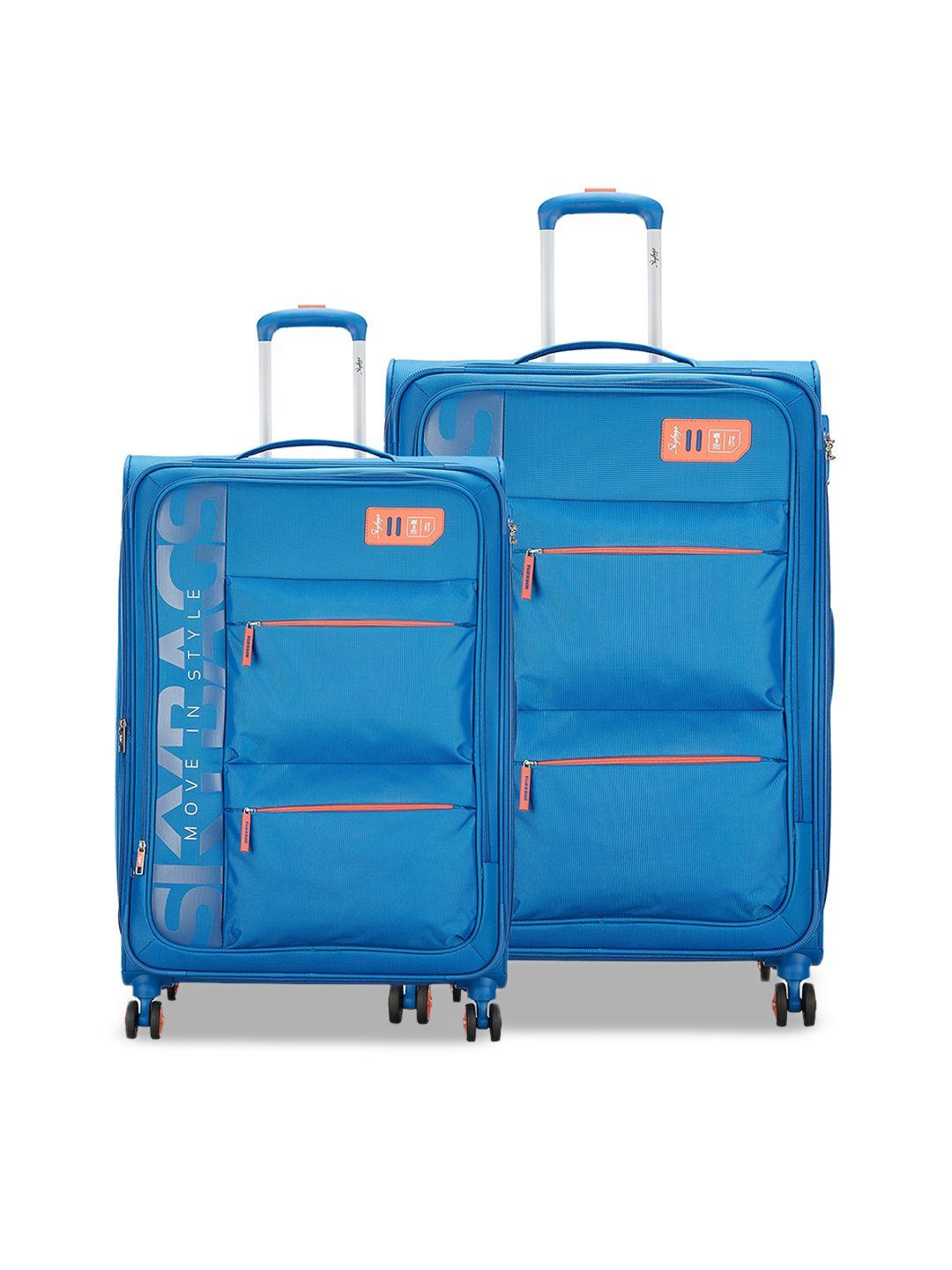 skybags set of 2 blue solid soft sided trolley