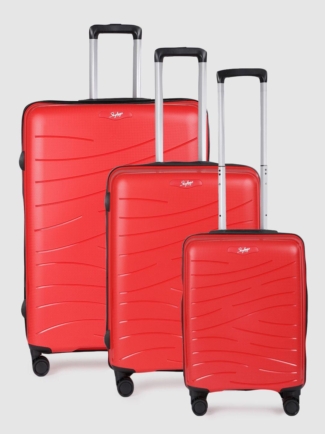 skybags set of 3 vertex hard-sided trolley suitcase