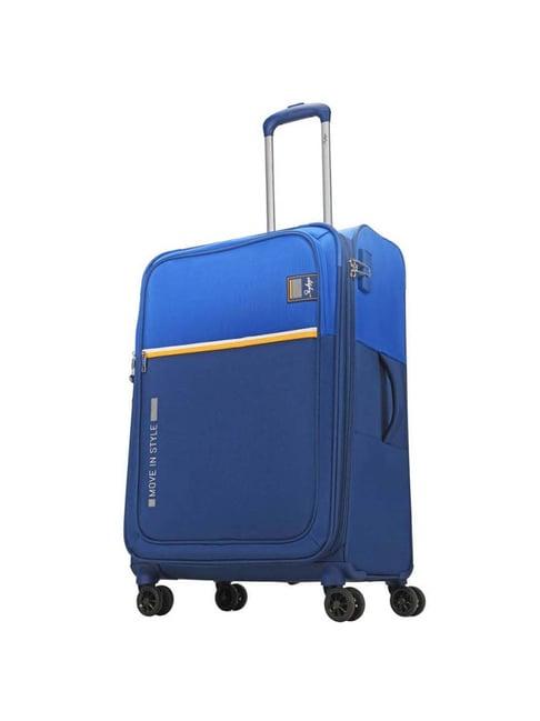skybags snatch blue color block soft medium trolley bag - 45 cm