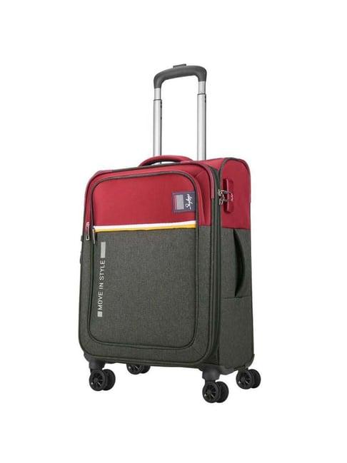 skybags snatch grey & red color block soft cabin trolley bag - 40 cm