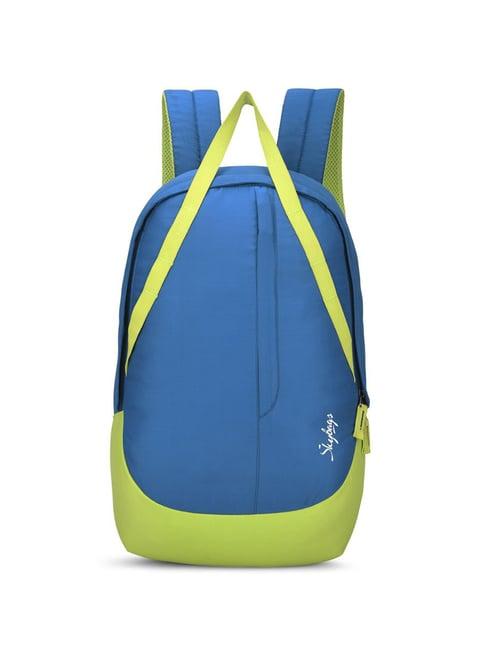 skybags tribe 01 yellow & teal polyester printed laptop backpack - 20 ltrs