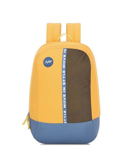 skybags tribe plus 04 yellow polyester printed laptop backpack - 15 ltrs