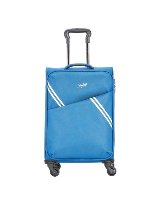 skybags trick blue striped soft small trolley bag - 38 cm