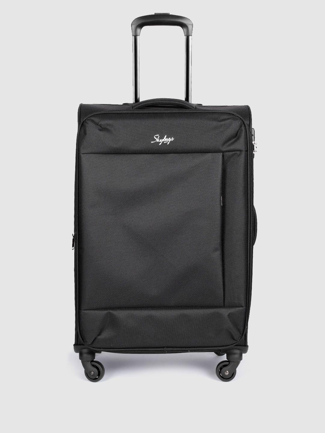 skybags unisex black solid soft 4 wheels 360-degree rotation soft medium trolley bag