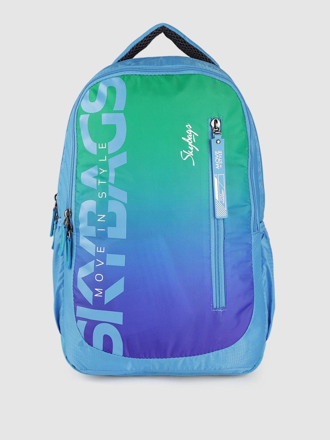 skybags unisex blue & green brand logo printed backpack