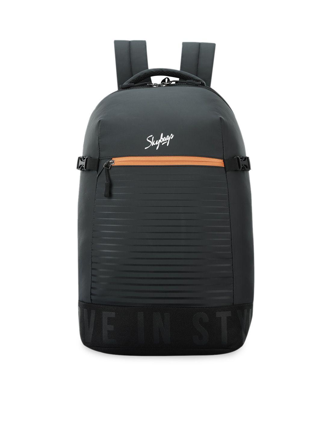skybags unisex green & orange brand logo backpack