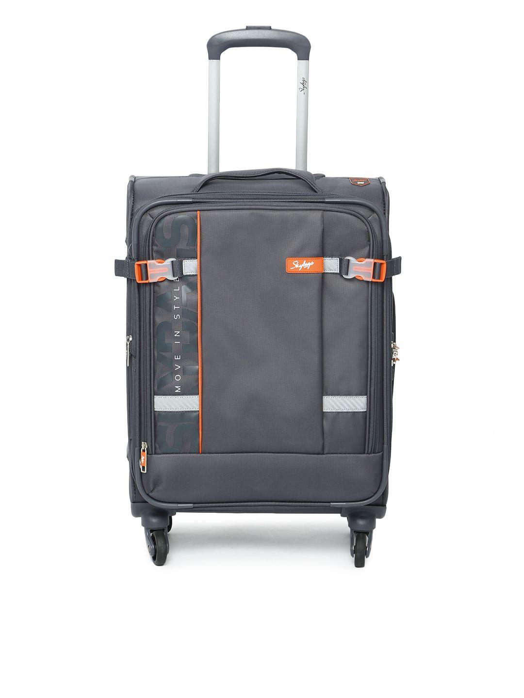 skybags unisex grey solid snazzy soft-sided cabin trolley suitcase