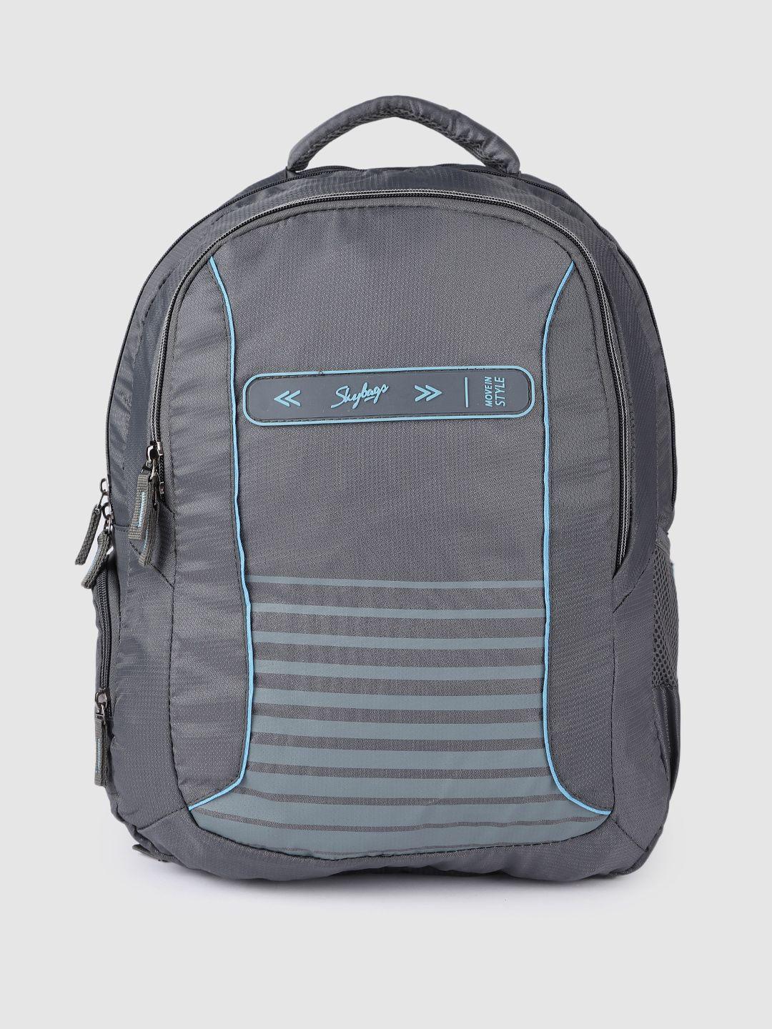 skybags unisex grey striped backpack with rain cover