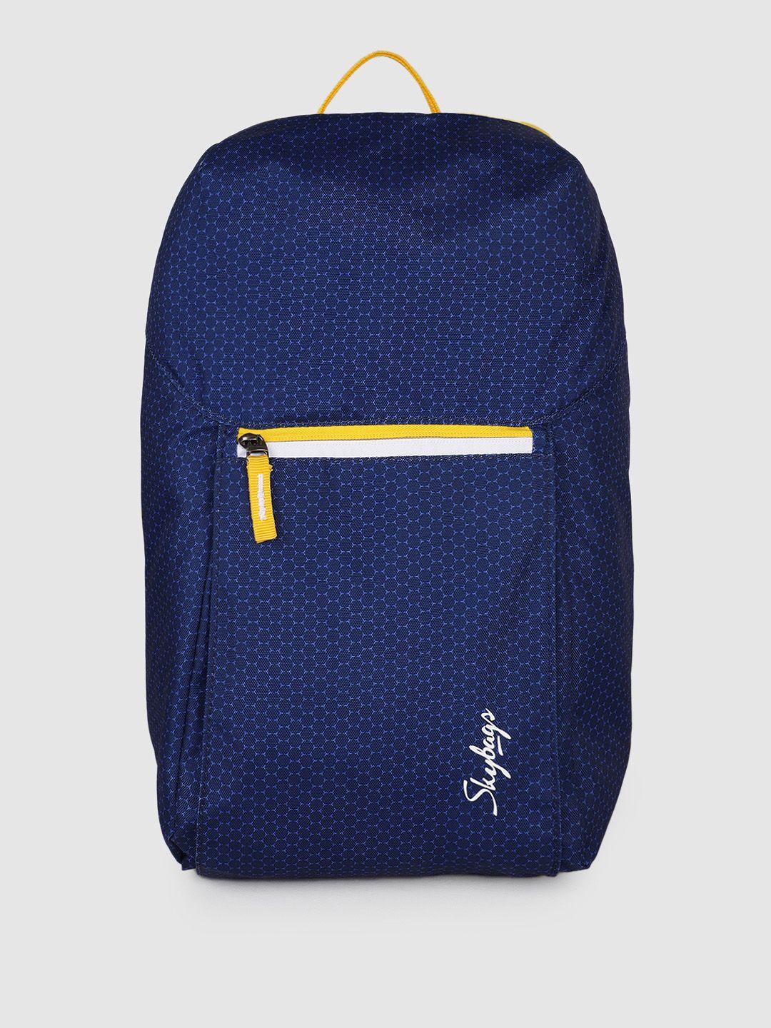 skybags unisex navy blue & yellow backpack