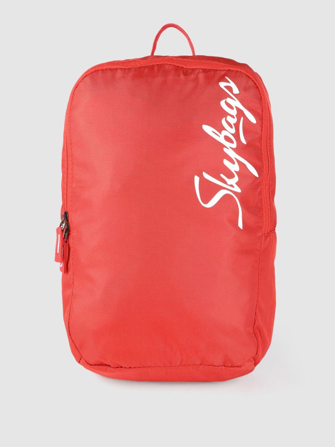 skybags unisex red & white brand logo printed backpack