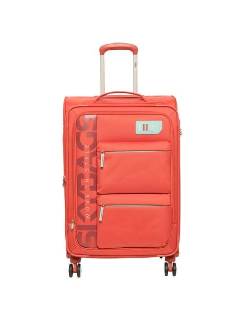 skybags vanguard orange 4 wheel medium soft cabin trolley - 46 inch