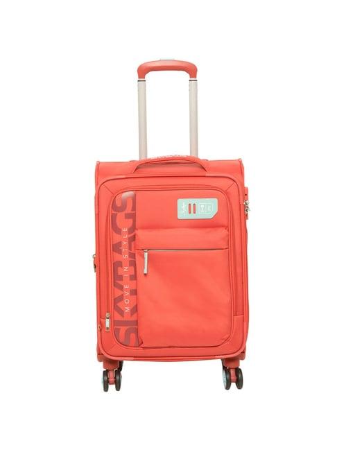 skybags vanguard orange 4 wheel small soft cabin trolley - 39 inch