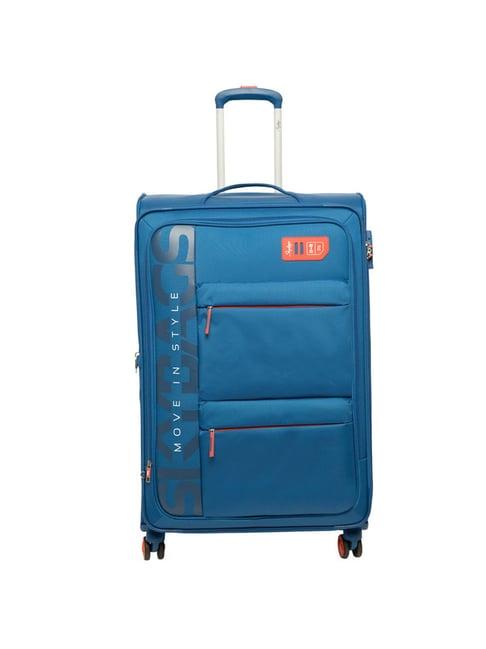 skybags vanguard royal blue 4 wheel large soft cabin trolley - 51 inch