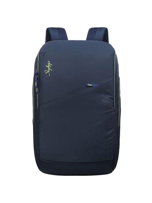 skybags xelius xl 01 navy blue polyester printed laptop backpack - 25 ltrs