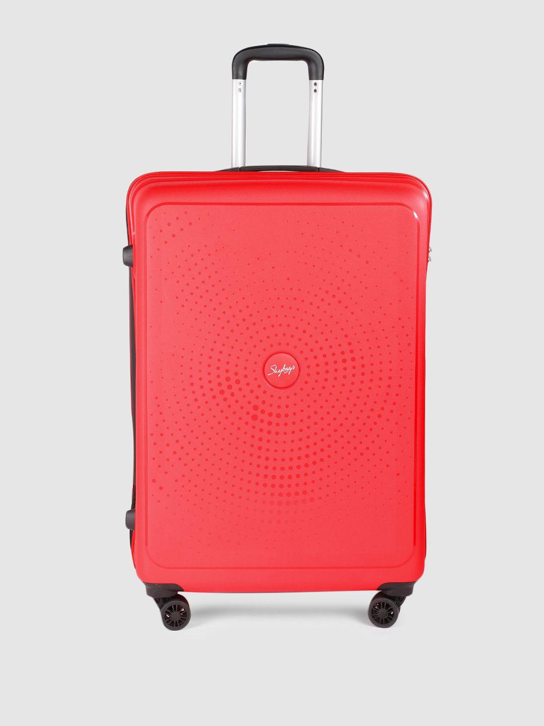 skybags zap geometric textured hard-sided 360-degree rotation large trolley suitcase