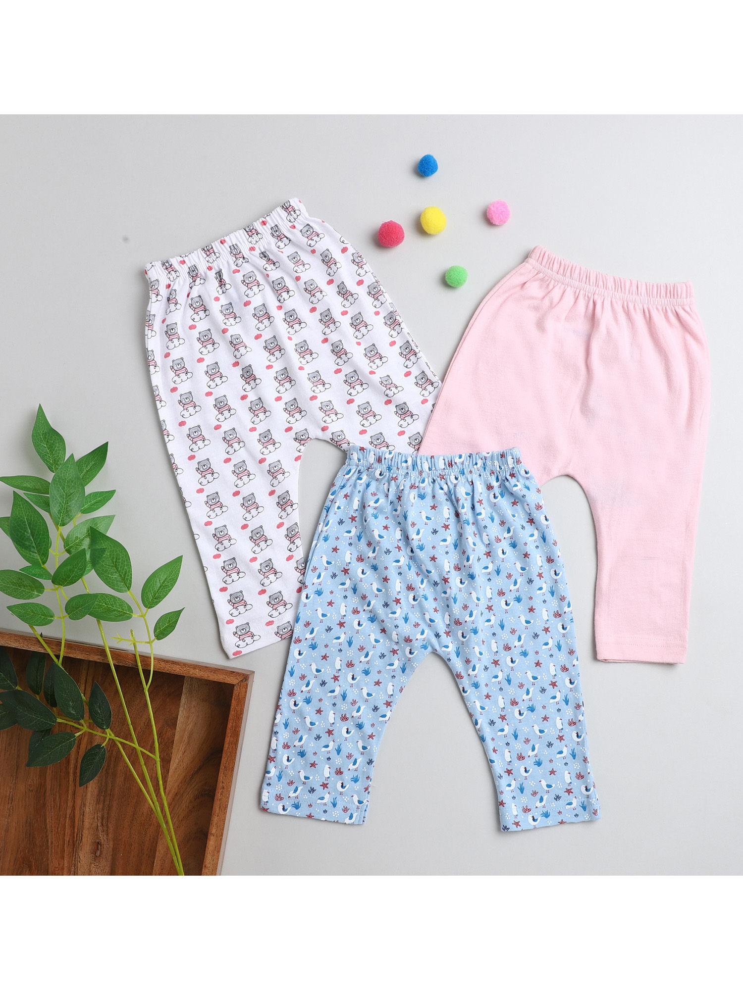 skyblue & pink girls diaper pants / leggings / pyjamas (pack of 3)