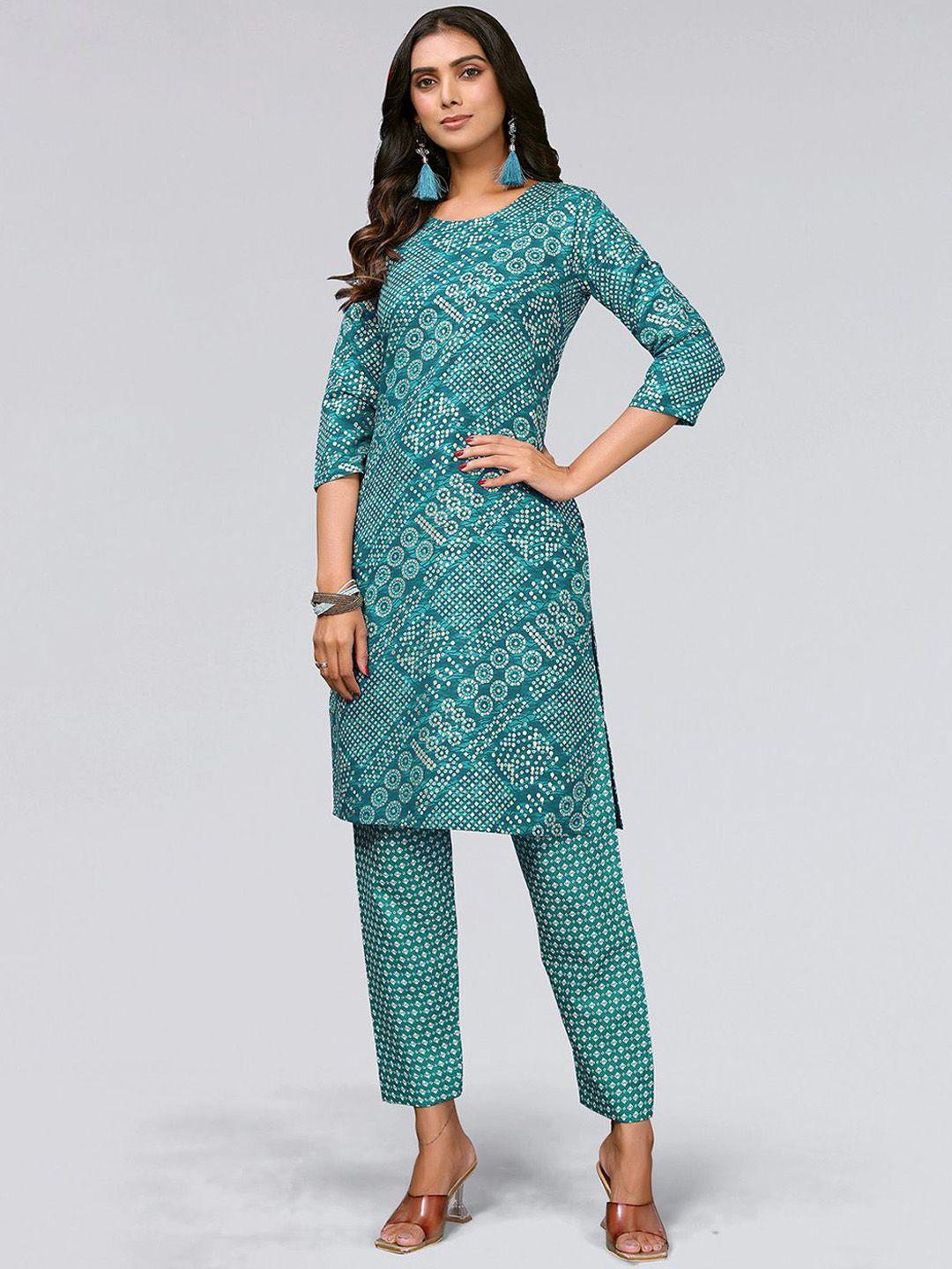 skylee bandhani printed regular kurta with trousers