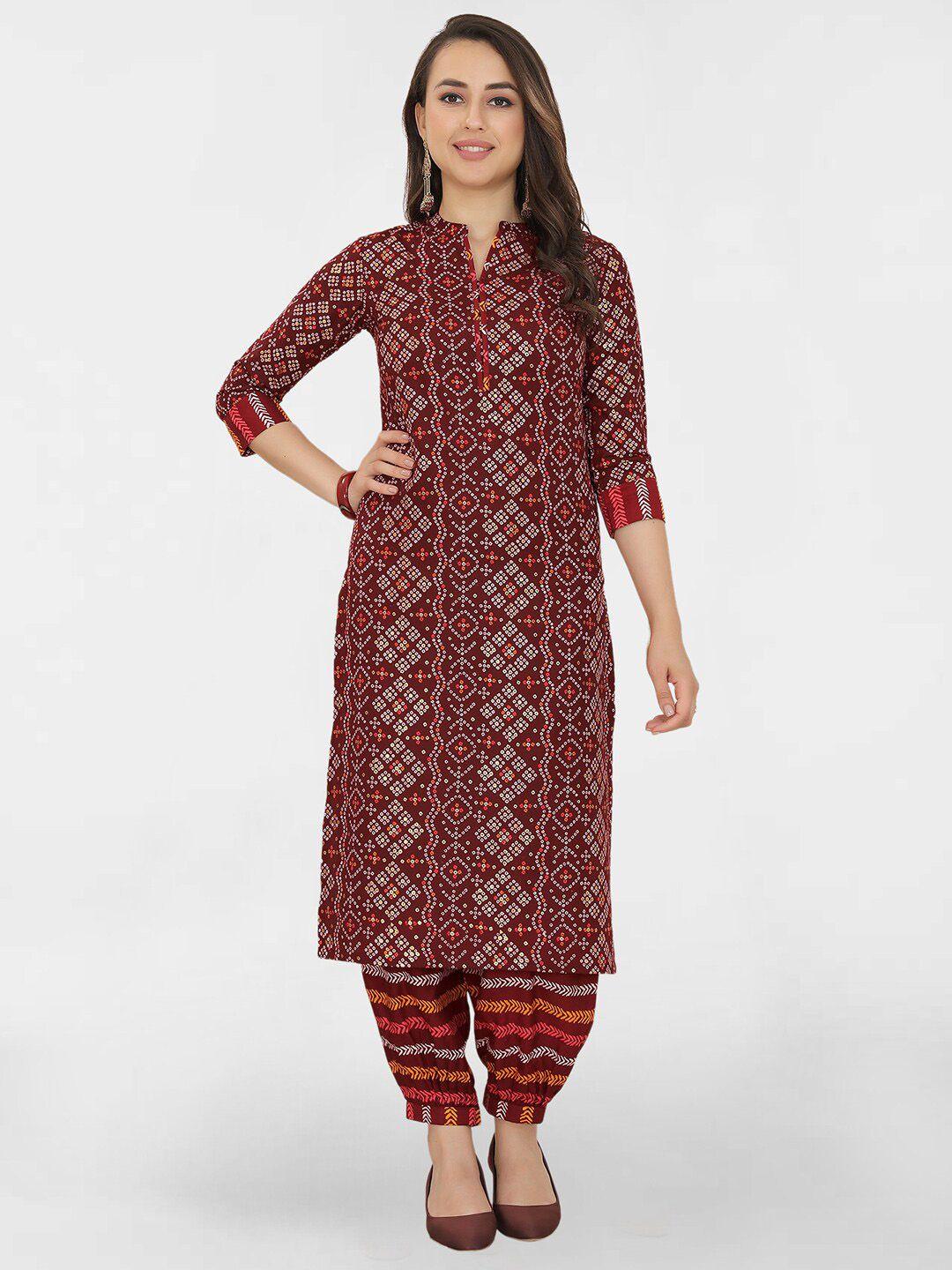 skylee bandhani printed regular kurta with trousers