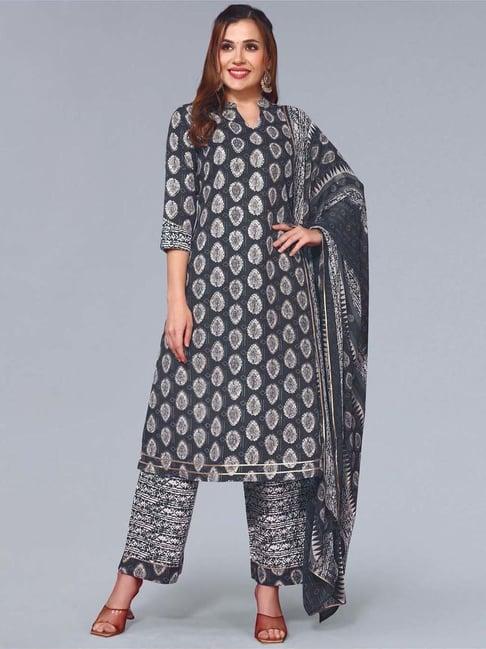 skylee blue printed kurta palazzo set with dupatta