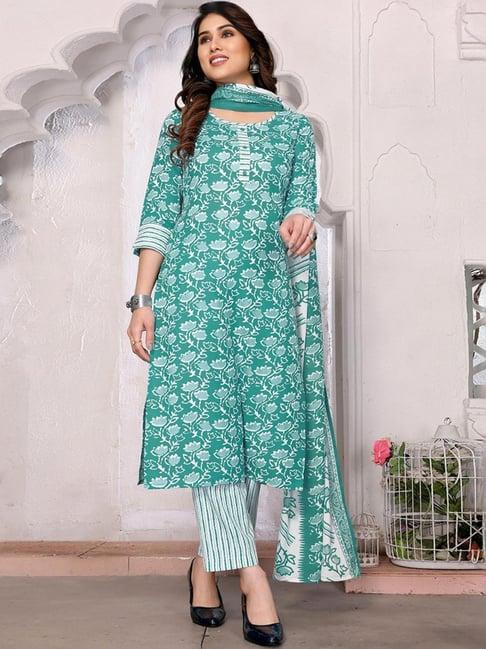 skylee blue printed kurta pant set with dupatta