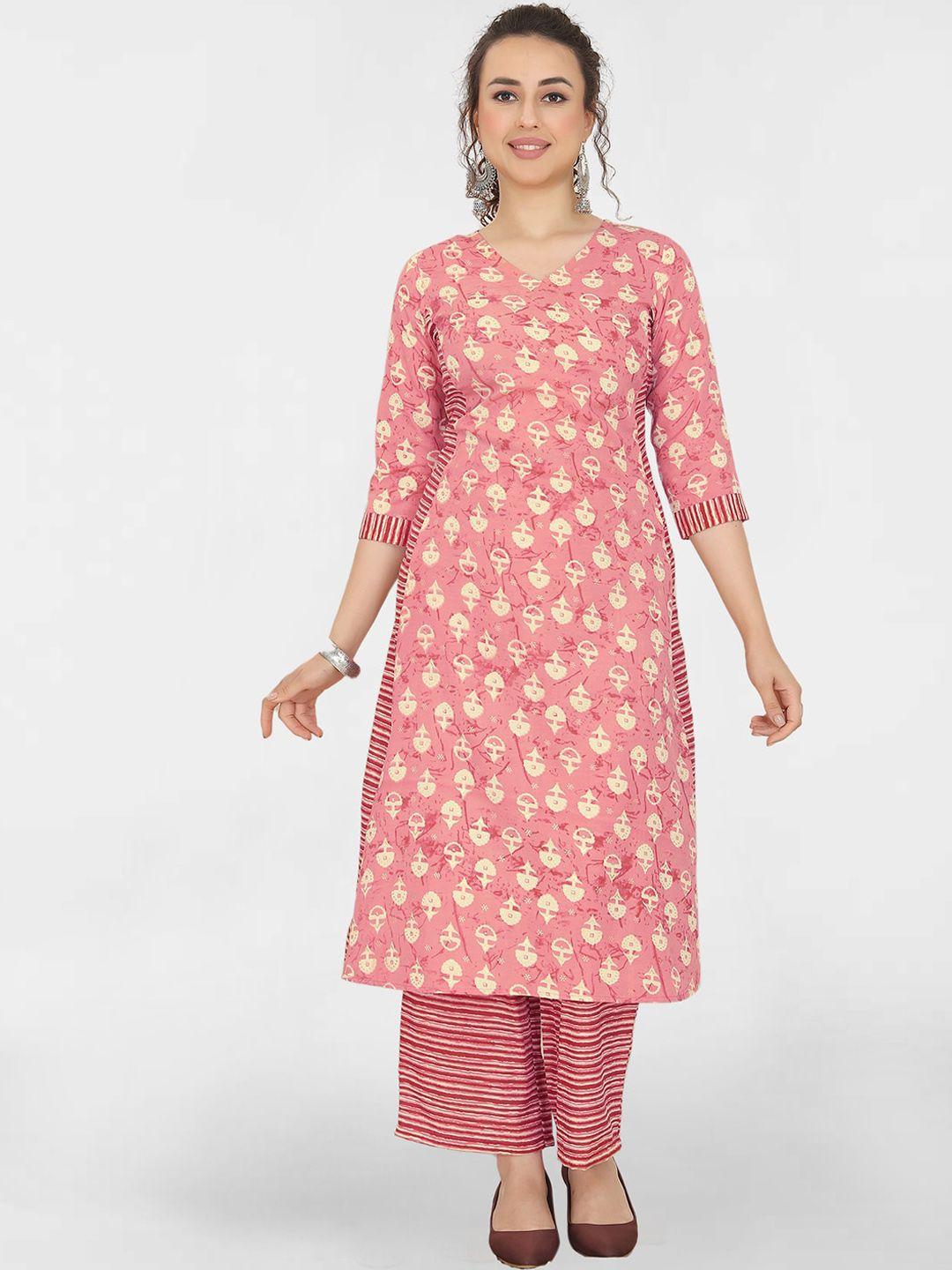 skylee ethnic motifs printed anarkali kurta with trousers