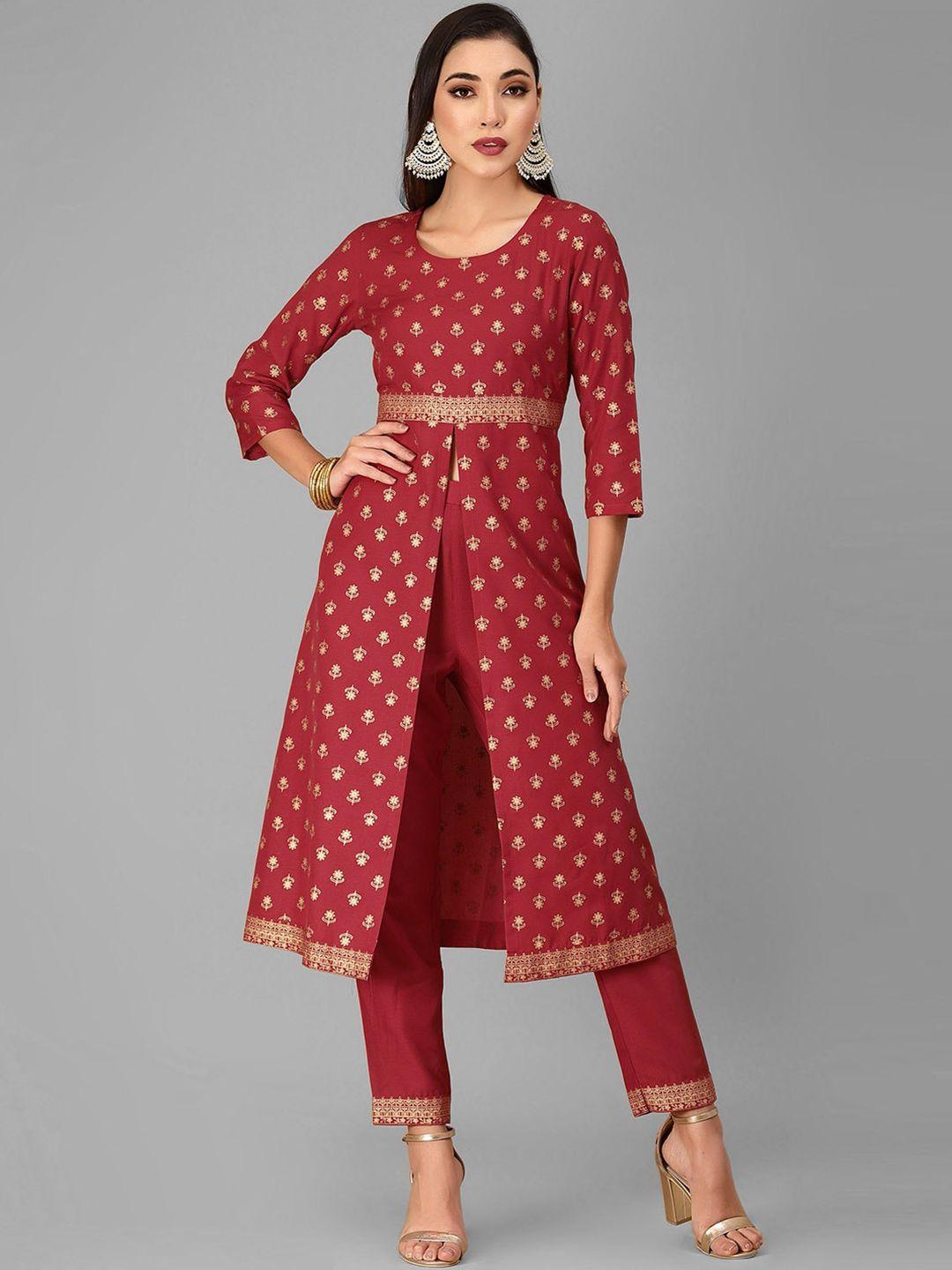 skylee floral printed regular kurta with trousers