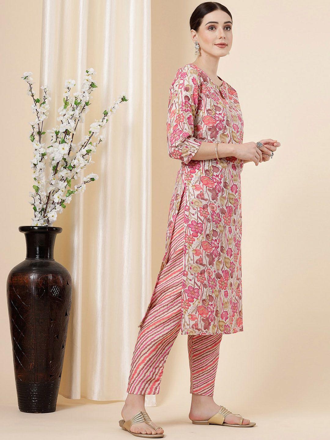 skylee floral printed regular kurta with trousers
