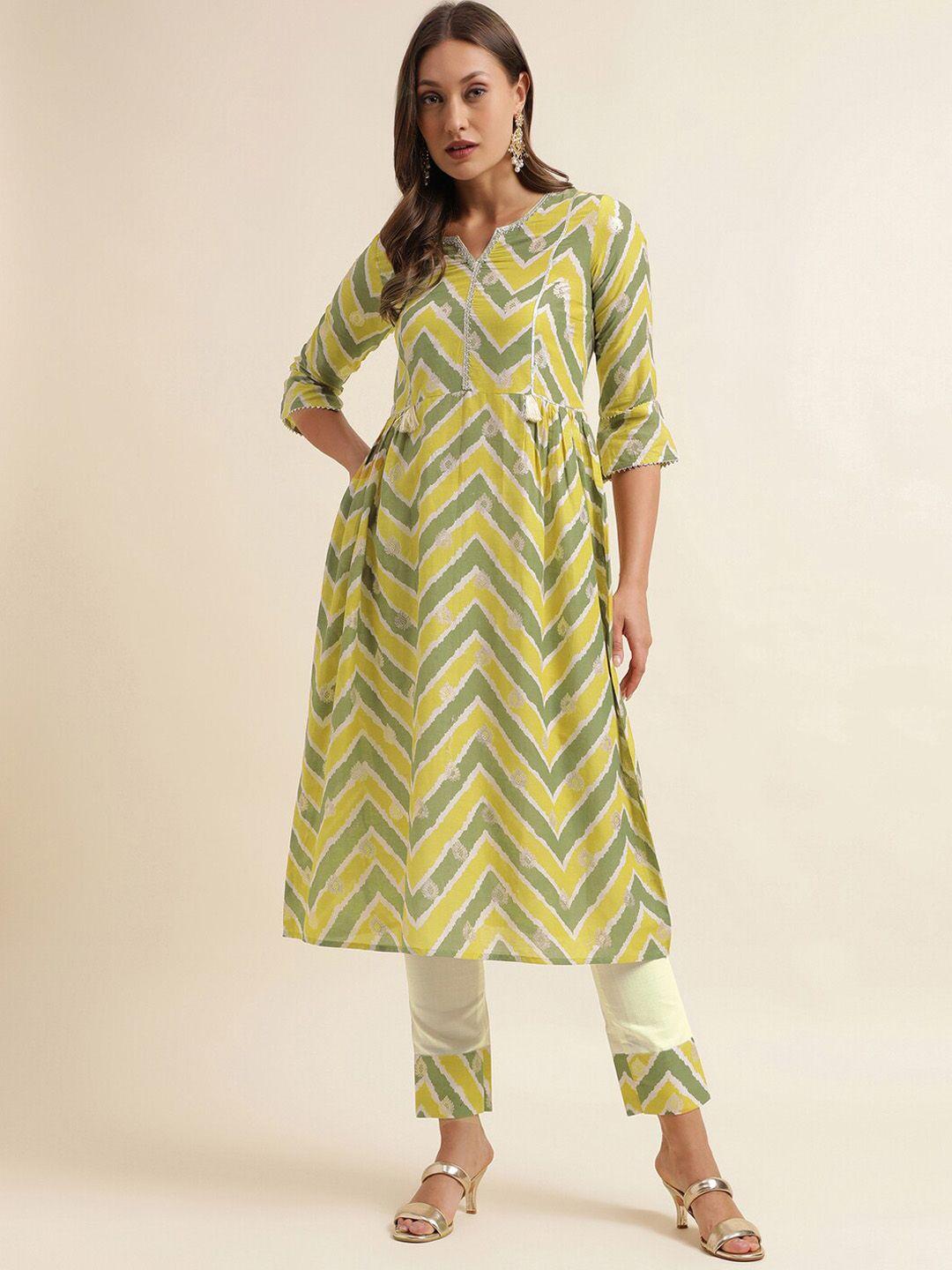 skylee printed pleated kurta with trousers