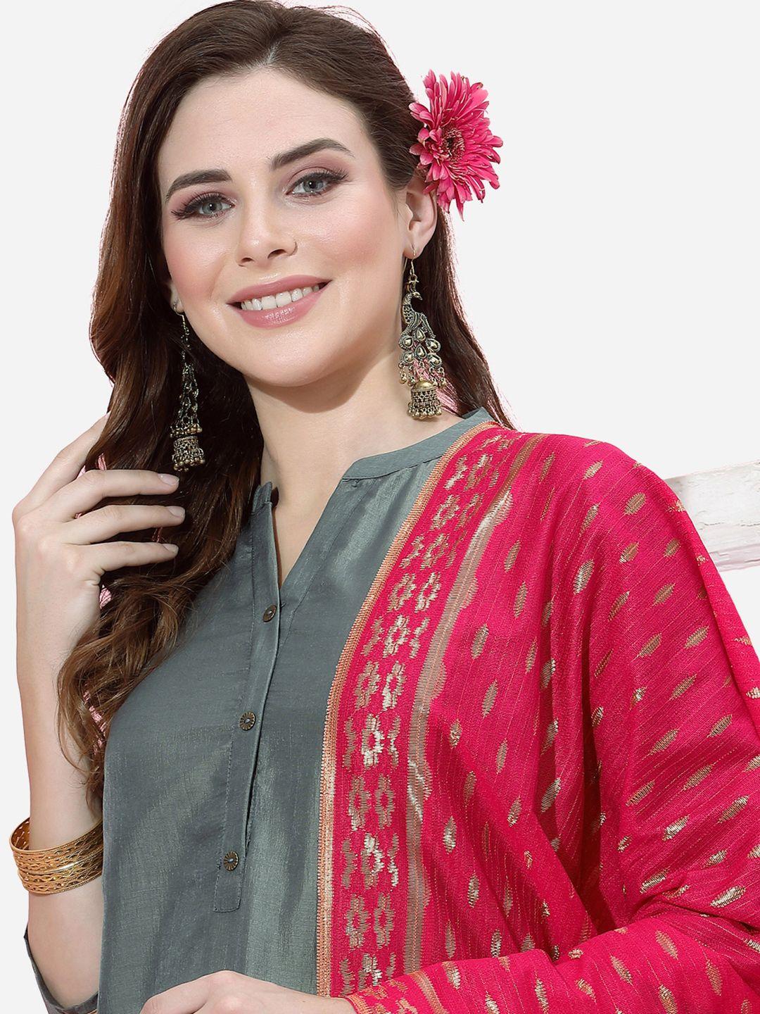 skylee women grey  kurta with trousers & dupatta