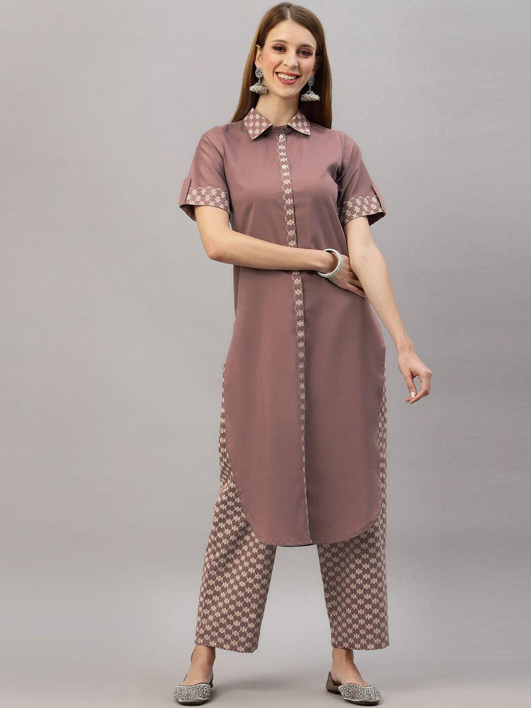 skylee women mauve kurta with trousers