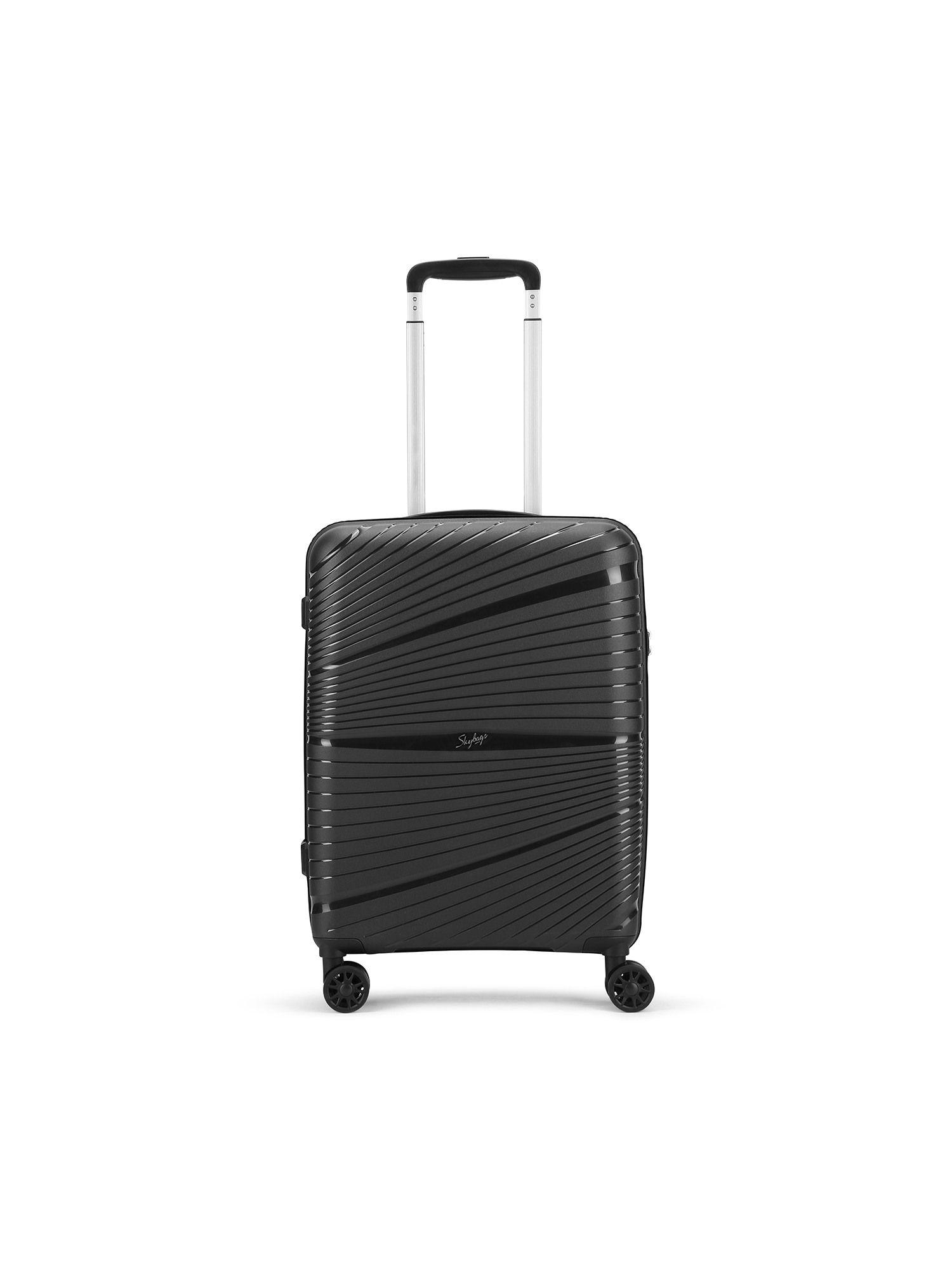 skylite black hard luggage 8-wheel suitcase cabin trolley bags