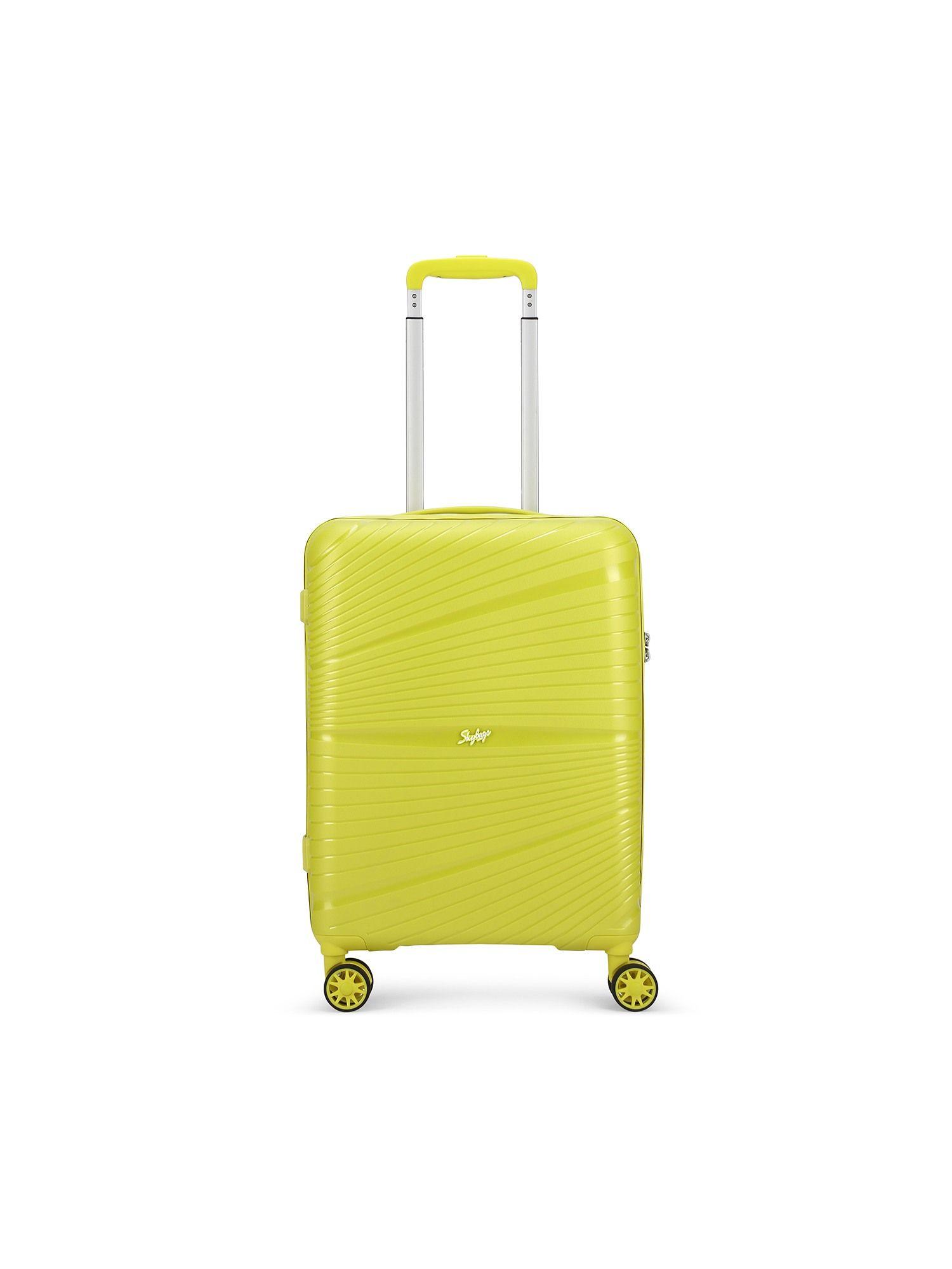 skylite green hard luggage 8-wheel suitcase cabin trolley bags
