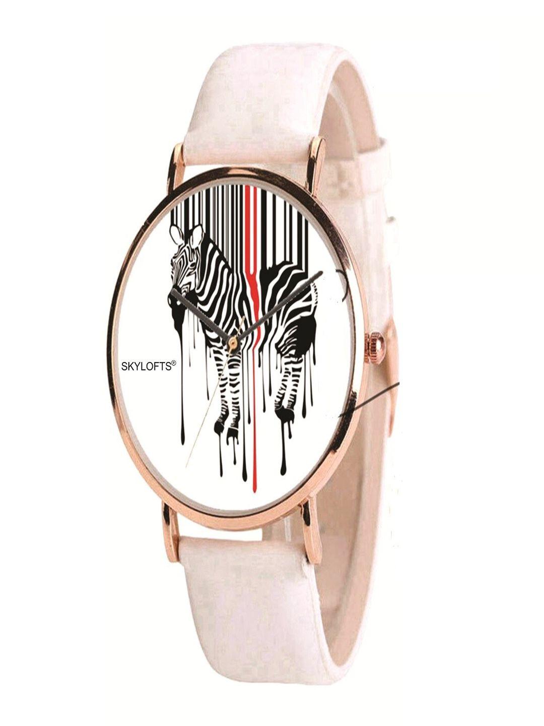 skylofts boys printed dial & leather straps analogue watch colorwatch_zebra_blue