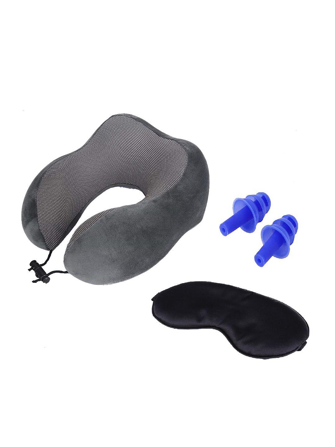 skylofts textured memory foam travel pillows with sleep mask & earplug