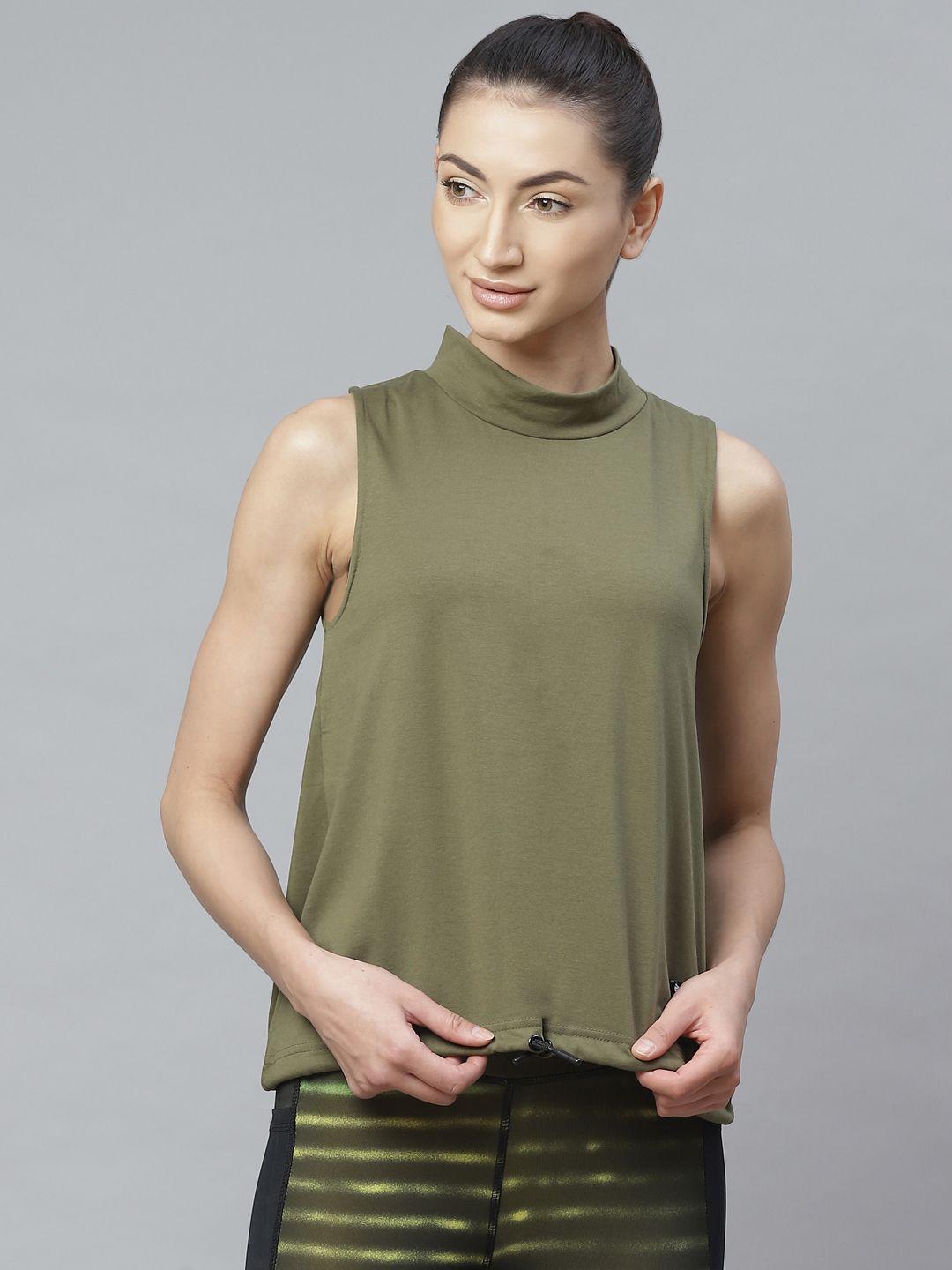 skyria women olive green solid top