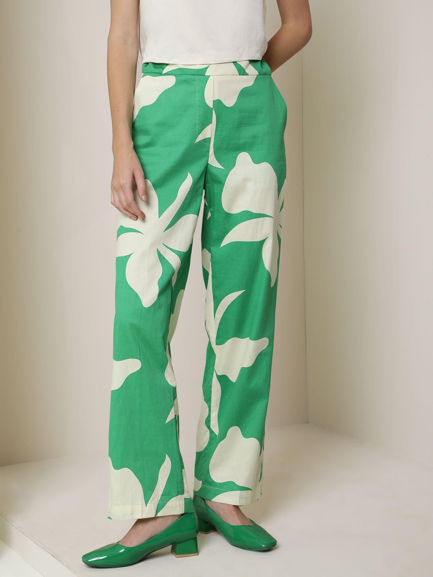 slag printed green trouser