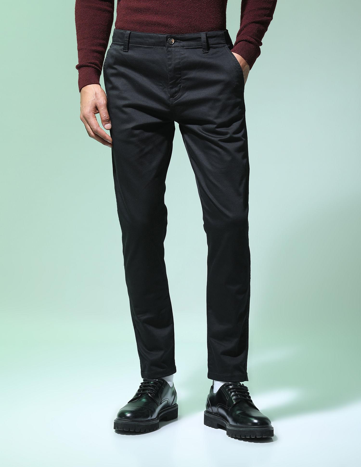 slash slim tapered fit solid trousers