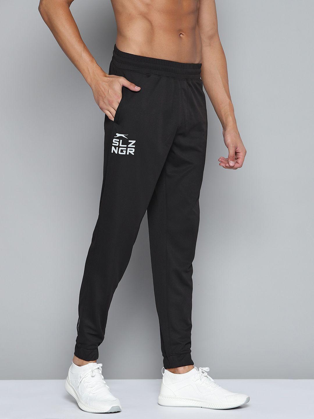 slazenger men black brand logo detail running joggers