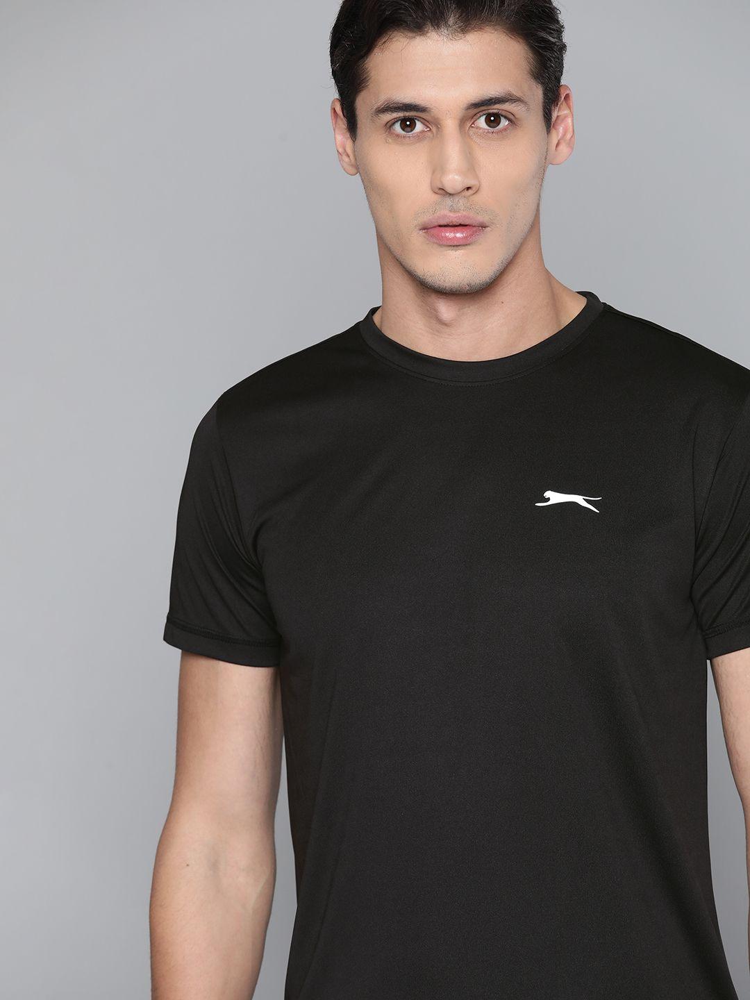 slazenger men black brand logo running t-shirt